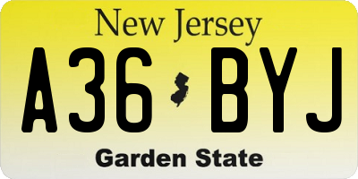 NJ license plate A36BYJ