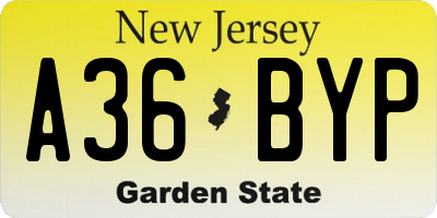 NJ license plate A36BYP