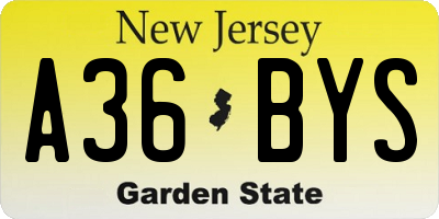 NJ license plate A36BYS