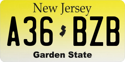 NJ license plate A36BZB