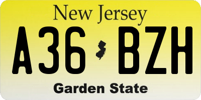NJ license plate A36BZH