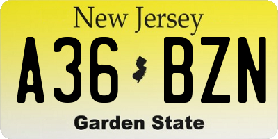 NJ license plate A36BZN