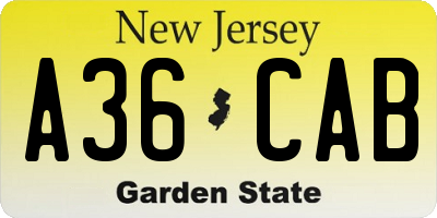 NJ license plate A36CAB