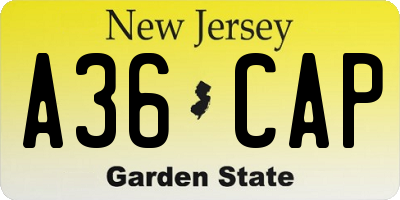 NJ license plate A36CAP