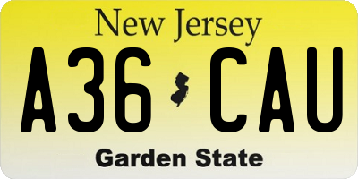 NJ license plate A36CAU