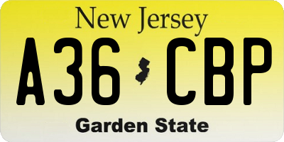 NJ license plate A36CBP