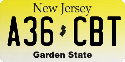 NJ license plate A36CBT