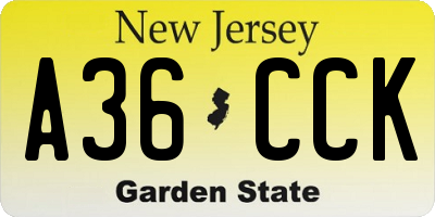 NJ license plate A36CCK