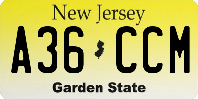 NJ license plate A36CCM