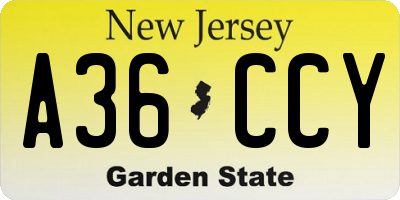 NJ license plate A36CCY