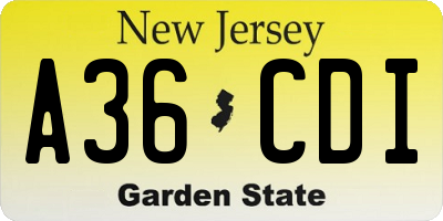 NJ license plate A36CDI