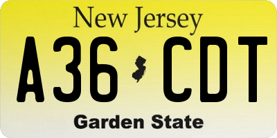 NJ license plate A36CDT