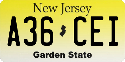 NJ license plate A36CEI