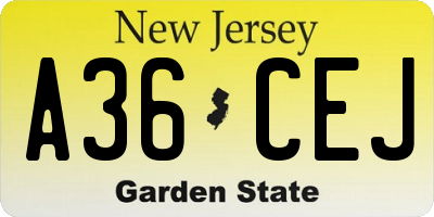 NJ license plate A36CEJ