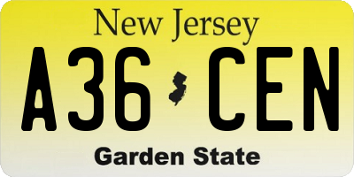 NJ license plate A36CEN