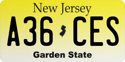 NJ license plate A36CES