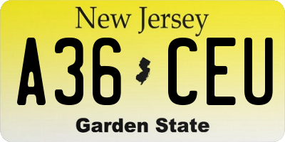 NJ license plate A36CEU