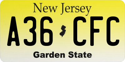 NJ license plate A36CFC