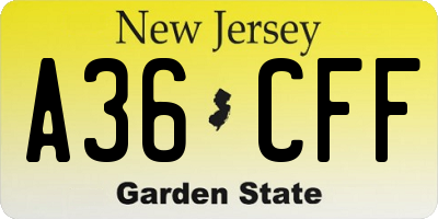 NJ license plate A36CFF