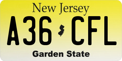 NJ license plate A36CFL