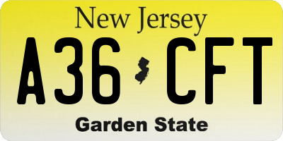 NJ license plate A36CFT