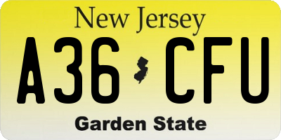 NJ license plate A36CFU