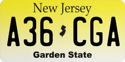 NJ license plate A36CGA