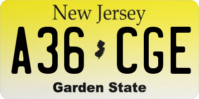 NJ license plate A36CGE