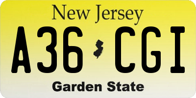 NJ license plate A36CGI