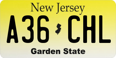 NJ license plate A36CHL