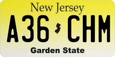 NJ license plate A36CHM