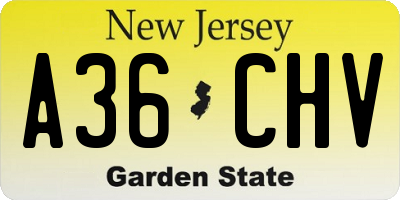 NJ license plate A36CHV