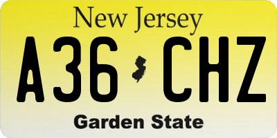 NJ license plate A36CHZ
