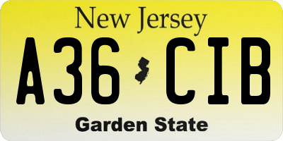 NJ license plate A36CIB