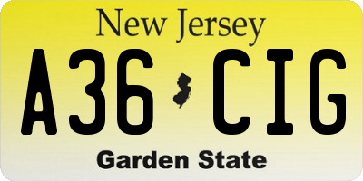 NJ license plate A36CIG