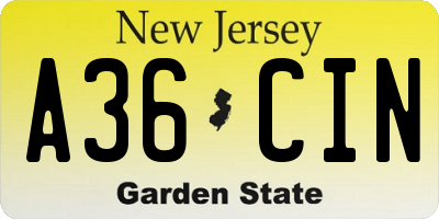 NJ license plate A36CIN