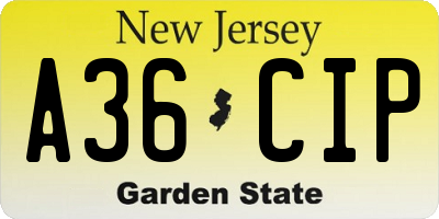 NJ license plate A36CIP