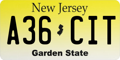 NJ license plate A36CIT