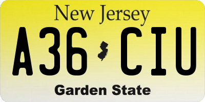 NJ license plate A36CIU