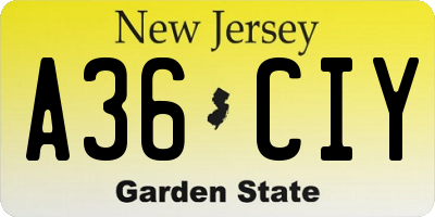 NJ license plate A36CIY