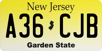 NJ license plate A36CJB