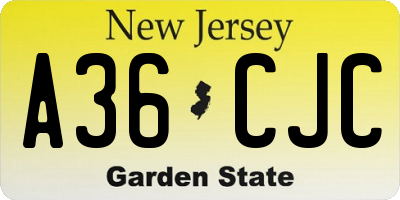 NJ license plate A36CJC