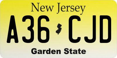NJ license plate A36CJD