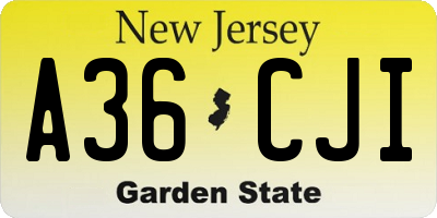 NJ license plate A36CJI