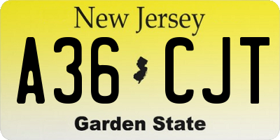 NJ license plate A36CJT