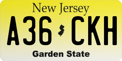NJ license plate A36CKH