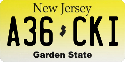 NJ license plate A36CKI