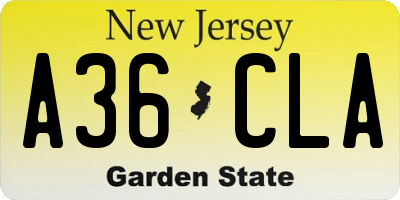 NJ license plate A36CLA