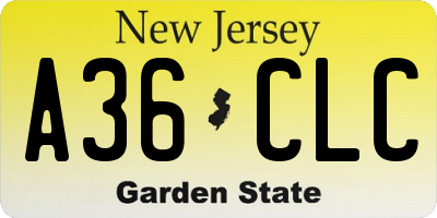 NJ license plate A36CLC