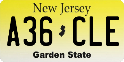 NJ license plate A36CLE